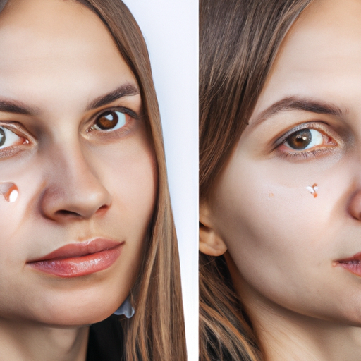 תמונות לפני ואחרי של פני אישה המראות שיפור יוצא דופן לאחר שימוש בסרום של ד"ר קליין