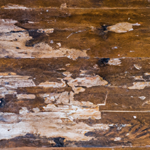 רצפת עץ במצוקה של בניין היסטורי שנלעס על ידי עכברים, מדגישה את הנזק שנגרם על ידי נגיעות